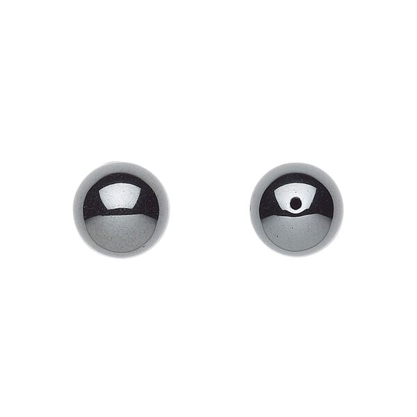 Hemalyke&trade; 1pkg4, half-drilled round bead 10mm image number 0