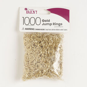 Jump ring 1pkg1000 gold-finished, 8mm round, 18 gauge / 6.2mm inside diameter / steel