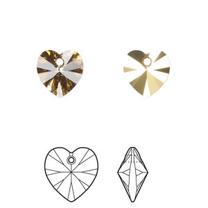 Drop 1pkg4 crystal aurum, Crystal Passions&reg; 10mm pendant heart 6228