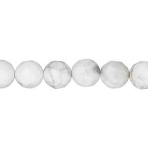 Howlite 1pkg1, faceted round bead natural 15.5-16 inch 8mm