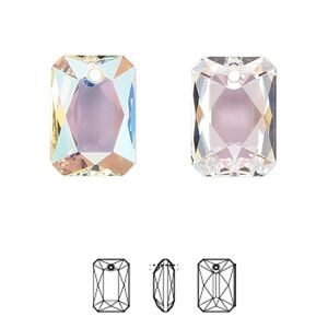 Drop 1pk crystal shimmer, Crystal Passions&reg; 16x11.5mm pendant emerald cut 6435