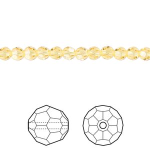 Bead 12pk light topaz, Crystal Passions&reg; 4mm round 5000