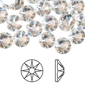 Flat back 12pk crystal moonlight foil back, Crystal Passions&reg; 8.412-8.672mm rose round SS40 2088