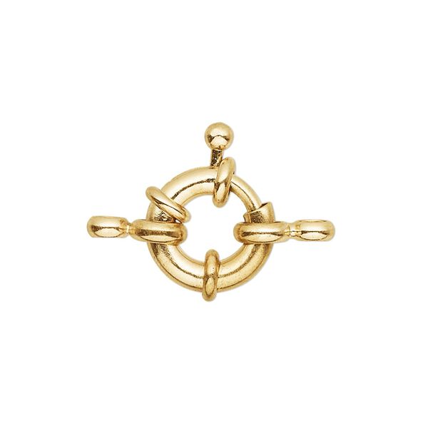 Springring 1pkg2, 13mm, gold-finished brass clasp 1-strand image number 0
