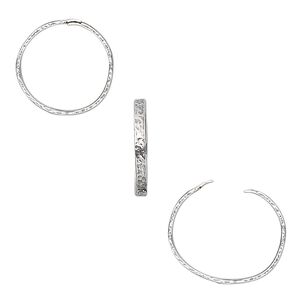 Loop Lock&trade;, sterling silver, 14mm hammered round. Sold per pkg of 2.