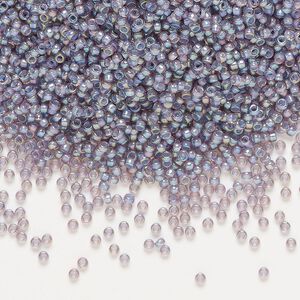 Seed bead, Miyuki, glass, pkg/250g, #15 rocaille, translucent purple-lined rainbow light amethyst (RR-360).