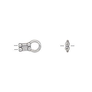Crimp end 1pkg4 sterling silver, 11x6mm tube / approx 0.6mm inside diameter, 2-strand / antiqued / JBB Findings