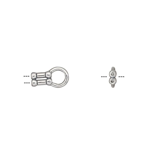 Crimp end 1pkg4 sterling silver, 11x6mm tube / approx 0.6mm inside diameter, 2-strand / antiqued / JBB Findings image number 0