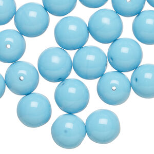 Bead, Czech glass druk 1pkg40, opaque turquoise blue, 10mm round.