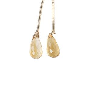 Citrine 1pkg2, hand-cut top-drilled faceted briolette bead 12x6mm