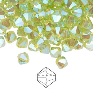 Bead 144pk limecicle AB 2X, Preciosa Czech crystal 6mm bicone