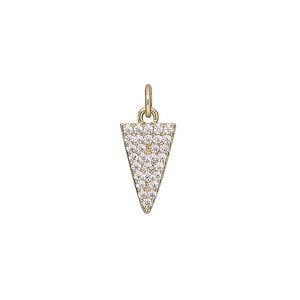 Drop, cubic zirconia and gold-finished brass, clear, 13.5x13.5x8mm single-sided triangle. Sold individually.