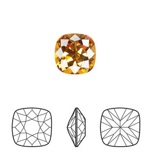Fancy stone 1pkg72 dark orange TCF&trade; foil back, Swarovski&reg;, 12mm square cushion 4470