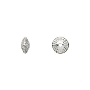 Bead 1pkg2 sterling silver, 8x4mm corrugated hogan