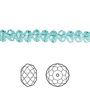 Bead 12pk light turquoise, Crystal Passions&reg; 6x4mm rondelle 5040