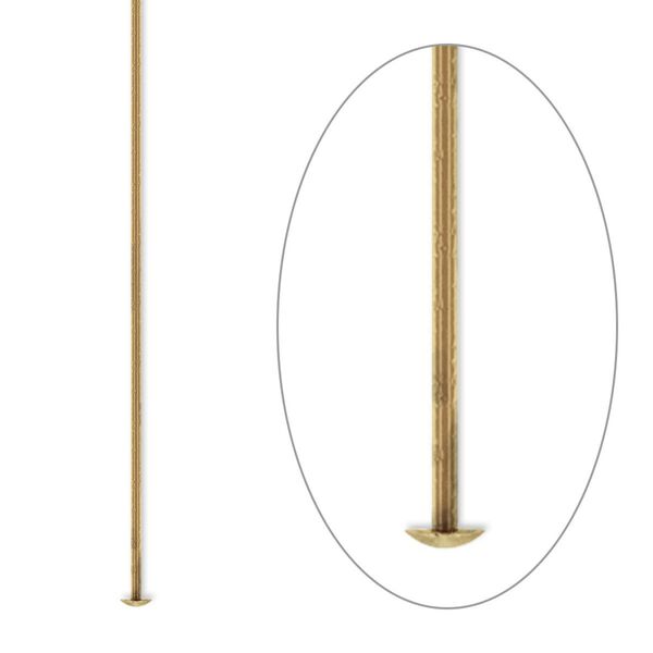 Head pin 1pkg500 gold-plated, 2 inch, 21 gauge brass antique image number 0
