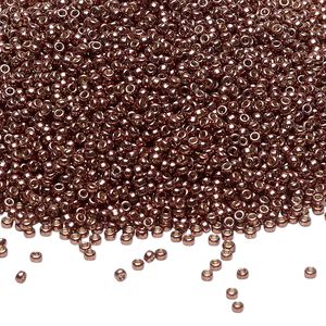Seed bead, Miyuki 1pkg250g glass, #15 rocaille, Duracoat&reg; opaque galvanized dark mauve / outside dyed (RR-4213)