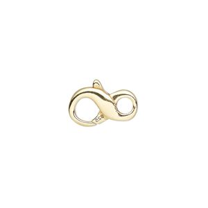 Clasp lobster claw 1pkg1 sterling silver, 14x9mm infinity, "vermeil" 1-strand
