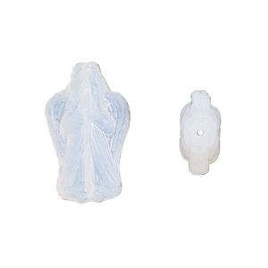Bead, Preciosa, Czech pressed glass, translucent light opal, 23x13mm angel. Sold per pkg of 5.