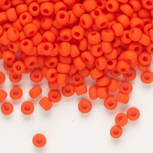 Seed bead, Dyna-Mites&trade;, glass, opaque matte dark orange, #6 round. Sold per 1/2 kilogram pkg.