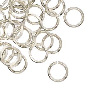 Jump ring 1pkg50 nickel silver, 10mm hand-cut round / diamond wire, 16 gauge / 7.3mm inside diameter