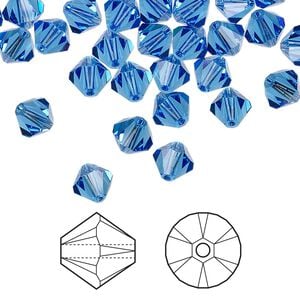 Bead 360pk sapphire, Swarovski&reg; 6mm XILION bicone 5328