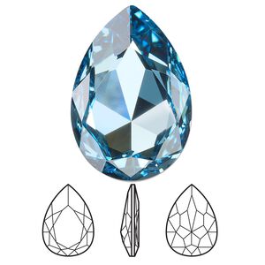 Fancy stone 24pk aquamarine foil back, Swarovski&reg; 30x20mm pear 4327