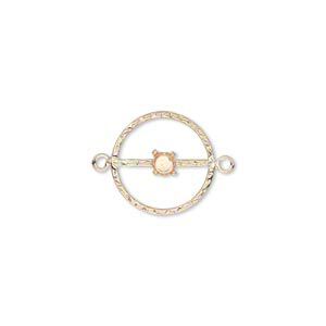 Link, 14Kt gold-filled, 14mm textured flat round with 4mm round setting. Sold individually.