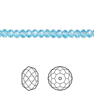 Bead 144pk aquamarine, Crystal Passions&reg; 4x3mm rondelle 5040