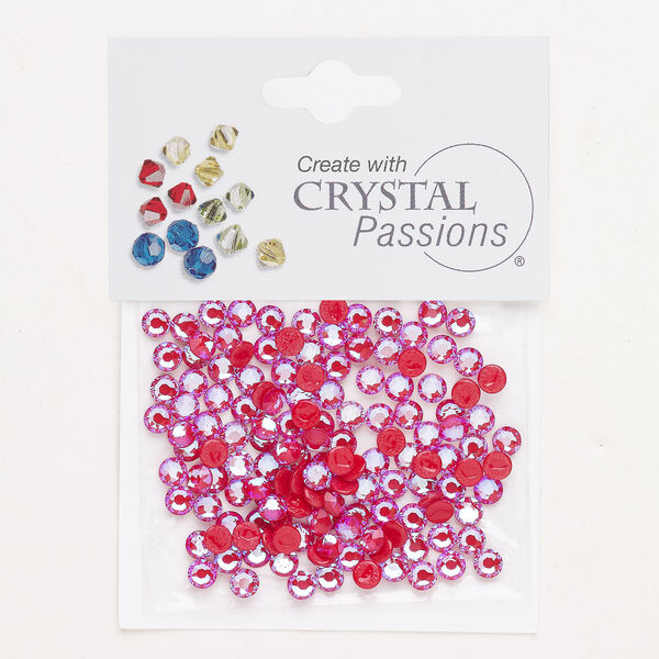 Flat back 1pkg144 royal red foil back, Crystal Passions&reg; rhinestone 3.80-4.00mm hotfix round SS16 image number 0