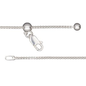 Chain 1pkg1 sterling silver box, 1.2mm / lobster claw clasp, Gossamer&trade; adjustable 16-24 inch