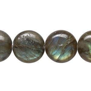 Labradorite 1pkg1, flat round bead natural 8 inch 16mm