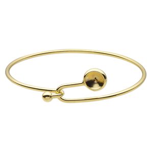 Bracelet, Almost Instant Jewelry&reg;, bangle, gold-finished brass, 17mm wide with SS39 rivoli glue-in setting and hook closure, 7-1/2 inches. Sold individually.
