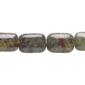 Dragon blood jasper 1pkg1, flat rectangle bead natural 15.5-16 inch 14x10mm