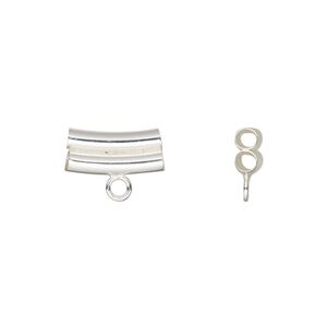 Bead 1pkg1 sterling silver, 13x6mm curved double tube / closed loop