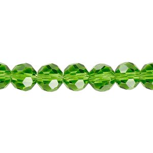 Bead 1pk 32 facets transparent green, Celestial Crystal&reg; 8mm round 15.5-16 inch