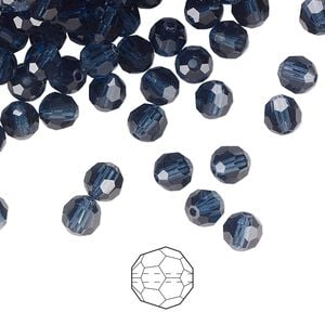 Bead 144pk Montana, Preciosa Czech crystal 5mm round