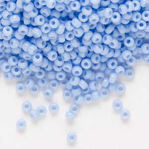 Seed bead, Miyuki, glass, pkg/50g, #8 rocaille, opaque blue agate, (RR-494).