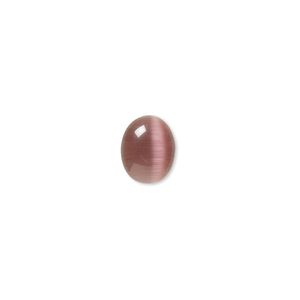 Cabochon, cat's eye glass (fiber optic glass), purple, 10x8mm calibrated oval, quality grade. Sold per pkg of 10.