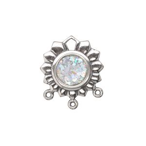 Drop, JBB Findings, sterling silver and Roman glass, 19mm round with 3 loops. Sold individually.
