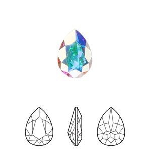 Fancy stone 144pk crystal AB foil back, Swarovski&reg; 14x10mm pear 4320