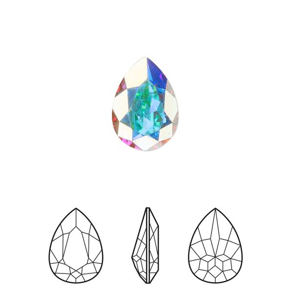 Fancy stone 144pk crystal AB foil back, Swarovski&reg; 14x10mm pear 4320 image number 0