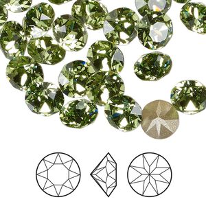 Chaton 6pk peridot foil back, Crystal Passions&reg; Regenerated 8.16-8.41mm round SS39 1088