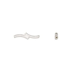 Bead 1pkg4 sterling silver, 9x1.5mm stardust double curved tube