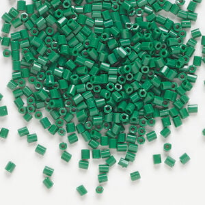 Seed bead, Dyna-Mites&trade;, glass, 1pkg40g, #11 2-cut hex, opaque pine green (774 11/0 2CUT)