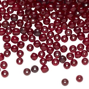 Seed bead glass 1pk #6 round, 2 ounce opaque dark red