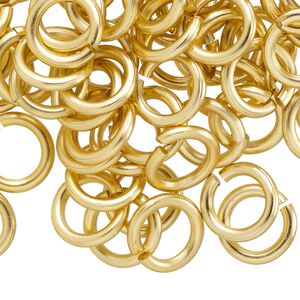 Jump ring 1pkg100 aluminum, 12mm round, 12 gauge / 7.9mm inside diameter / gold