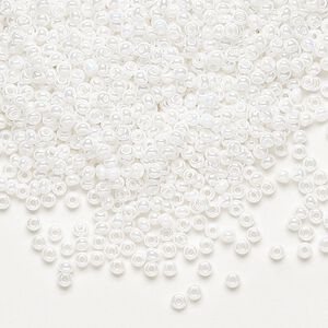 Seed bead, Preciosa Ornela Czech glass, pkg/500g, #11 rocaille, opaque luster chalkwhite, (46102).