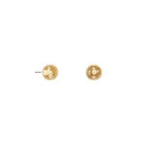 Citrine 1pkg2, half-drilled faceted round bead 4mm