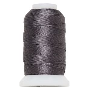 Thread, Purely Silk&trade;, dark grey, size F. Sold per 140-yard spool.